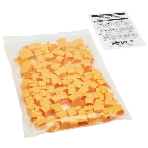 Tripp Lite PLC20YW Plug-Lock Inserts, C19 Power Cord to C20 Outlet, Yellow, 100 Pack