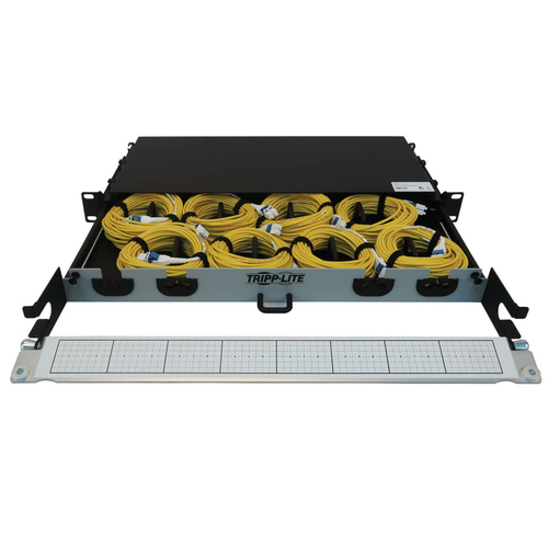 Tripp Lite Preloaded Fiber Panel, 1U - 8x LC/LC Duplex Cables (M/M), OS2 Singlemode, 10 m (32.8 ft.)