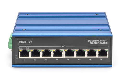 Digitus 8 Port Gigabit Ethernet Network PoE Switch, Industrial, Unmanaged