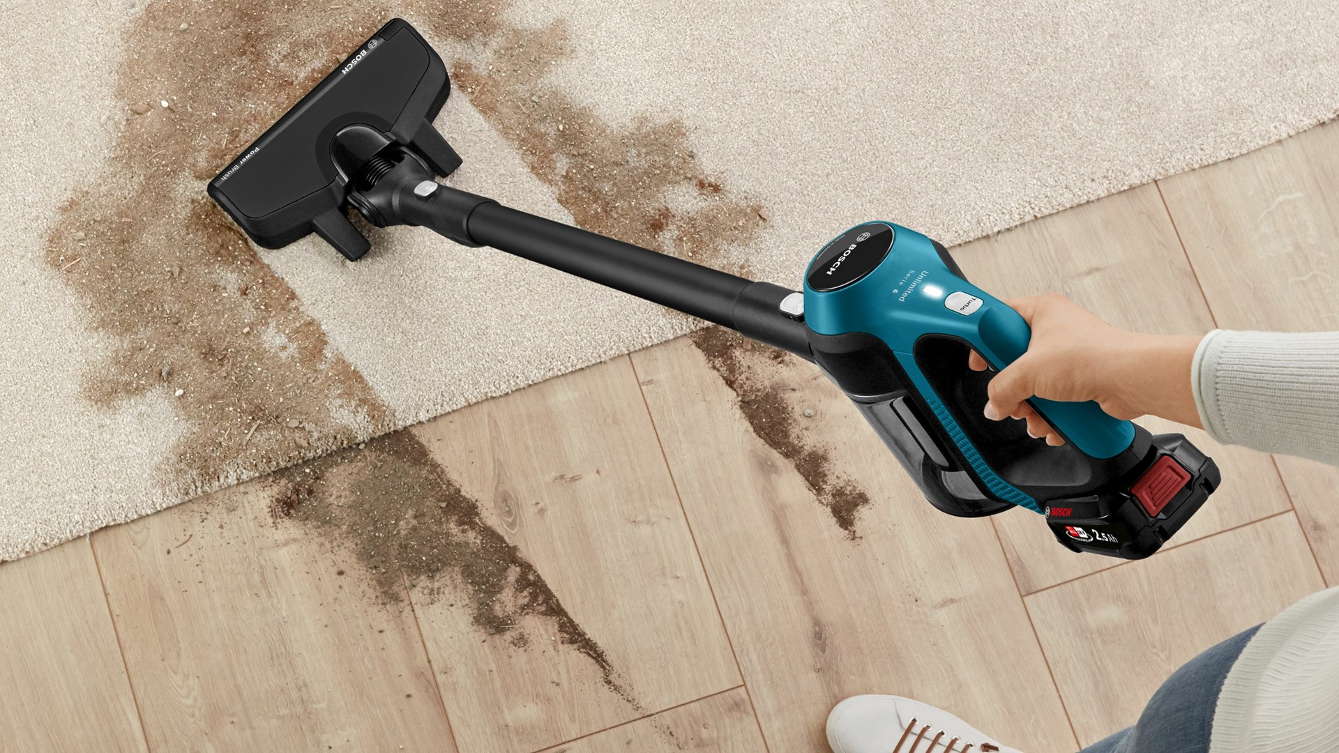 Bosch Serie 6 BBS611LAG stick vacuum/electric broom 2-in-1 stick vacuum Battery Dry Bagless 0.3 L Blue 2.5 Ah