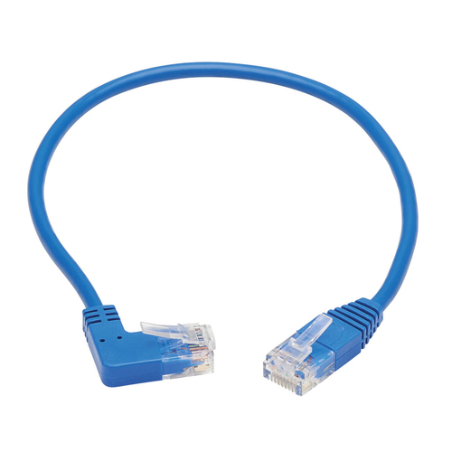 Tripp Lite N204-S01-BL-RA Right-Angle Cat6 Gigabit Molded Slim UTP Ethernet Cable (RJ45 Right-Angle M to RJ45 M), Blue, 1 ft. (0.31 m)