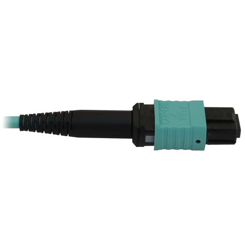 Tripp Lite N844B-05M-12-P 40/100/400G Multimode 50/125 OM3 Fiber Optic Cable (12F MTP/MPO-PC F/F), LSZH, Aqua, 5 m (16.4 ft.)