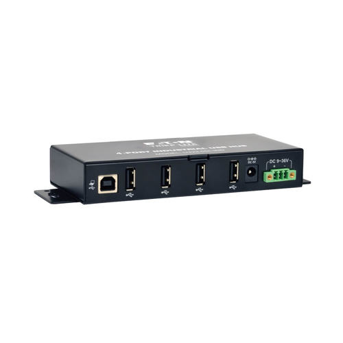 Tripp Lite U223-004-IND 4-Port Industrial-Grade USB 2.0 Hub - 15 kV ESD Immunity, Metal Housing, Mountable
