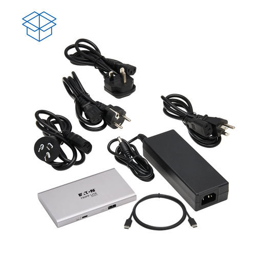 Tripp Lite MTB4-HUB3-01 4-Port Thunderbolt 4 Hub - 8K, 2x 4K 60 Hz, USB 3.2 Gen 2, USB-A Port, 100W Charging, Gray