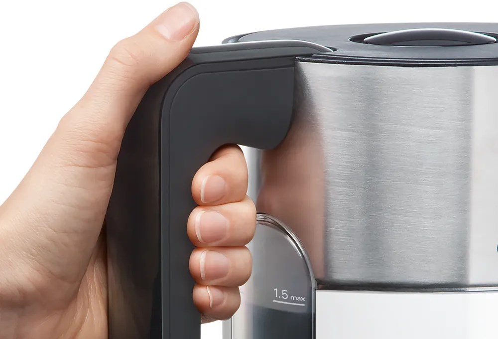 Bosch TWK8611P electric kettle 1.5 L 2400 W Anthracite, Stainless steel, White