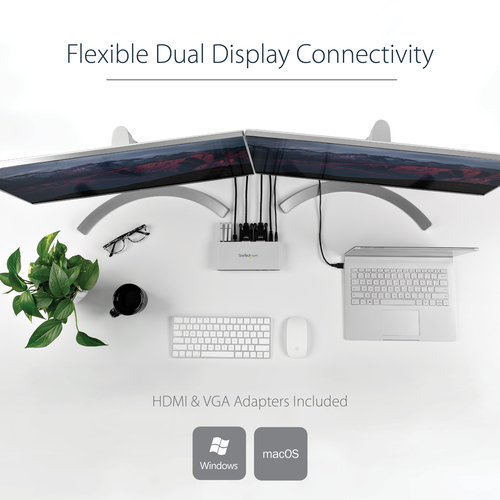 StarTech.com Dual-Monitor USB 3.0 Docking Station with DVI and Vertical Stand
