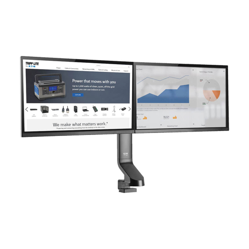 Tripp Lite DDR1727DC Dual-Display Monitor Arm with Desk Clamp and Grommet - Height Adjustable, 17” to 27” Monitors