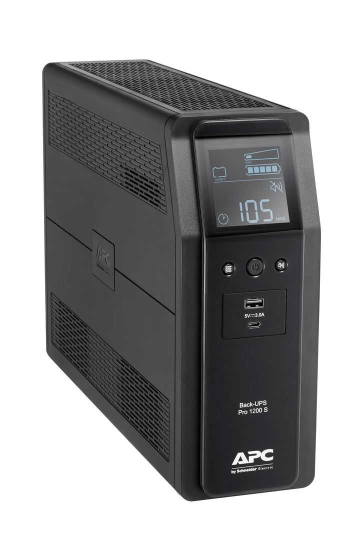 APC Back-UPS Pro, 1200VA/720W, Tower, 230V, 8x IEC C13 outlets, Sine Wave, AVR, USB Type A + C ports, LCD, User Replaceable Battery