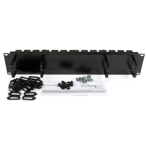StarTech.com 2U Double-Sided Horizontal Cable Management Panel with Finger Duct & D-Ring Hooks