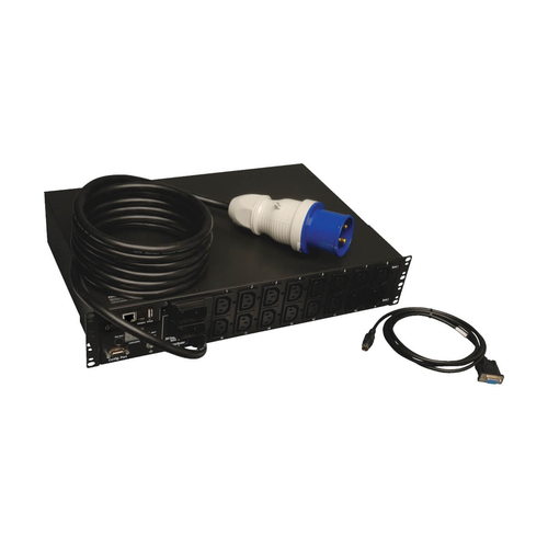 Tripp Lite PDUMH32HVNET 7.4kW Single-Phase Switched PDU, LX Interface, 230V Outlets (16-C13), IEC-309 Blue 230V 32A, 3.6m Cord, 2U Rack-Mount, TAA