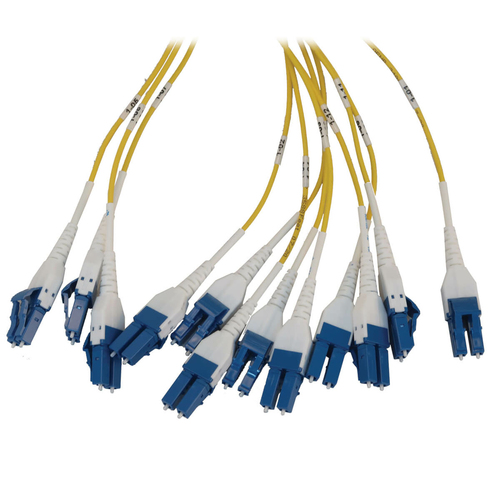 Tripp Lite Preloaded Fiber Panel, 1U - 2x (12x LC/LC Duplex M/M) 24F Trunk Cables, OS2 Singlemode, 10 m (32.8 ft.)