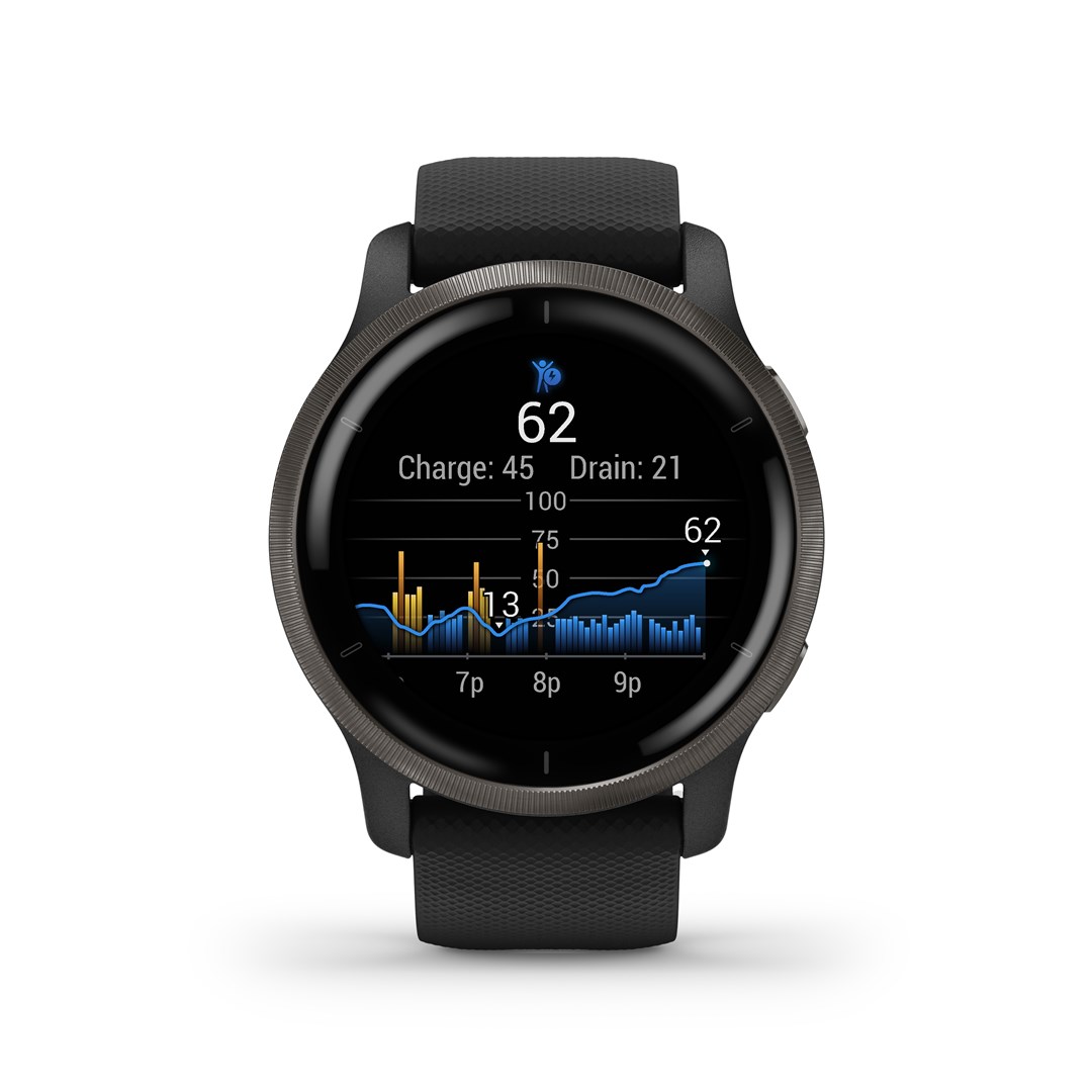 Garmin Venu 2 3.3 cm (1.3") AMOLED 45.4 mm Digital 416 x 416 pixels Touchscreen Wi-Fi GPS (satellite)