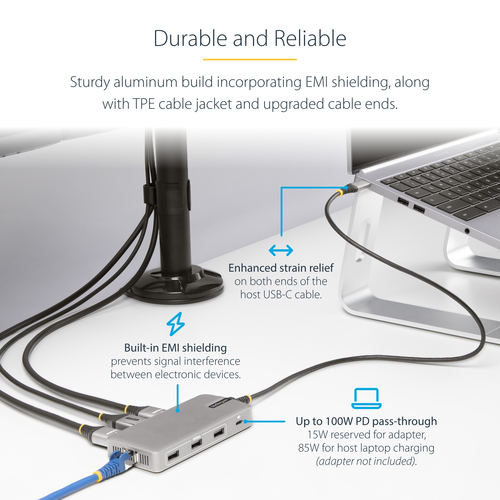 StarTech.com USB-C Triple Monitor Multiport Adapter, Dual 4K 60Hz + 4K 30Hz HDMI & DisplayPort, 3-Port USB 10Gbps Hub, 100W PD Pass-Through, GbE, Travel Dock, Windows & ChromeOS