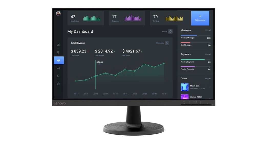 Lenovo D24-40 computer monitor 60.5 cm (23.8") 1920 x 1080 pixels Full HD LED Black