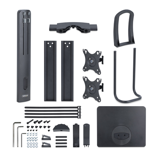 StarTech.com Crossbar Dual Monitor Desk Stand For Double 27-inch Screens, VESA Mount 75x75/100x100, Toolless Height Adjustment, Up To 13.2lb (6kg) Per Display