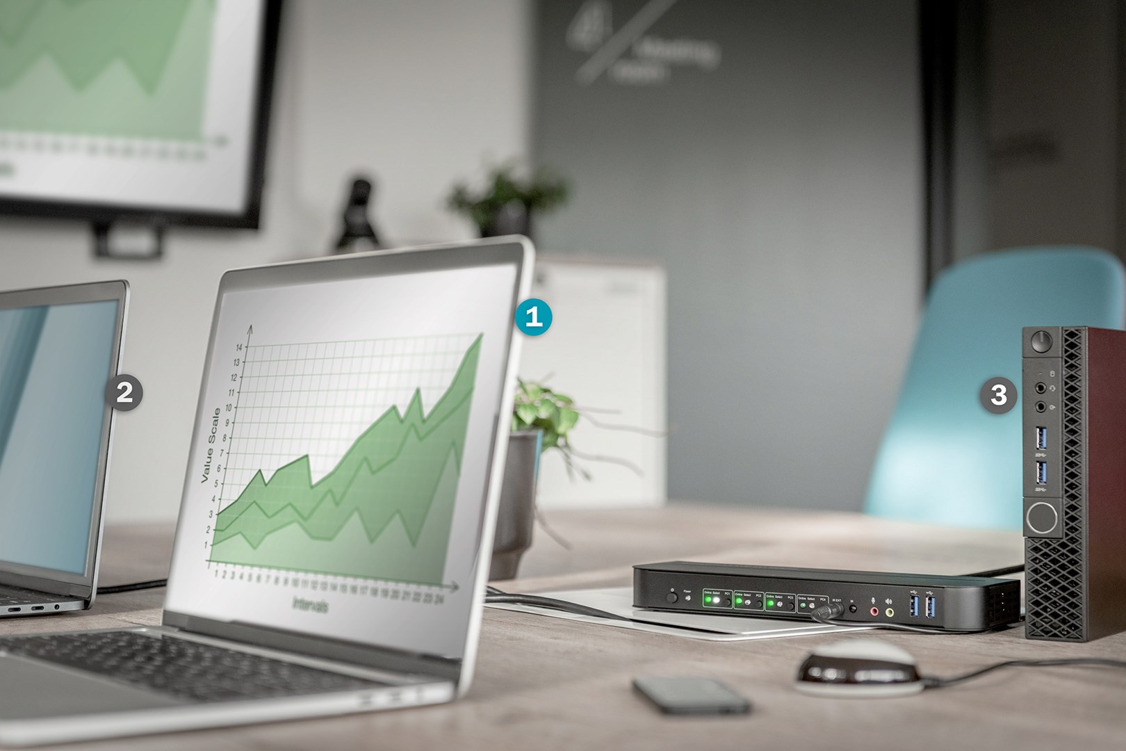 Digitus KVM Switch, 4-Port, 4K60Hz, 4 x DP in, 1 x DP/HDMI out