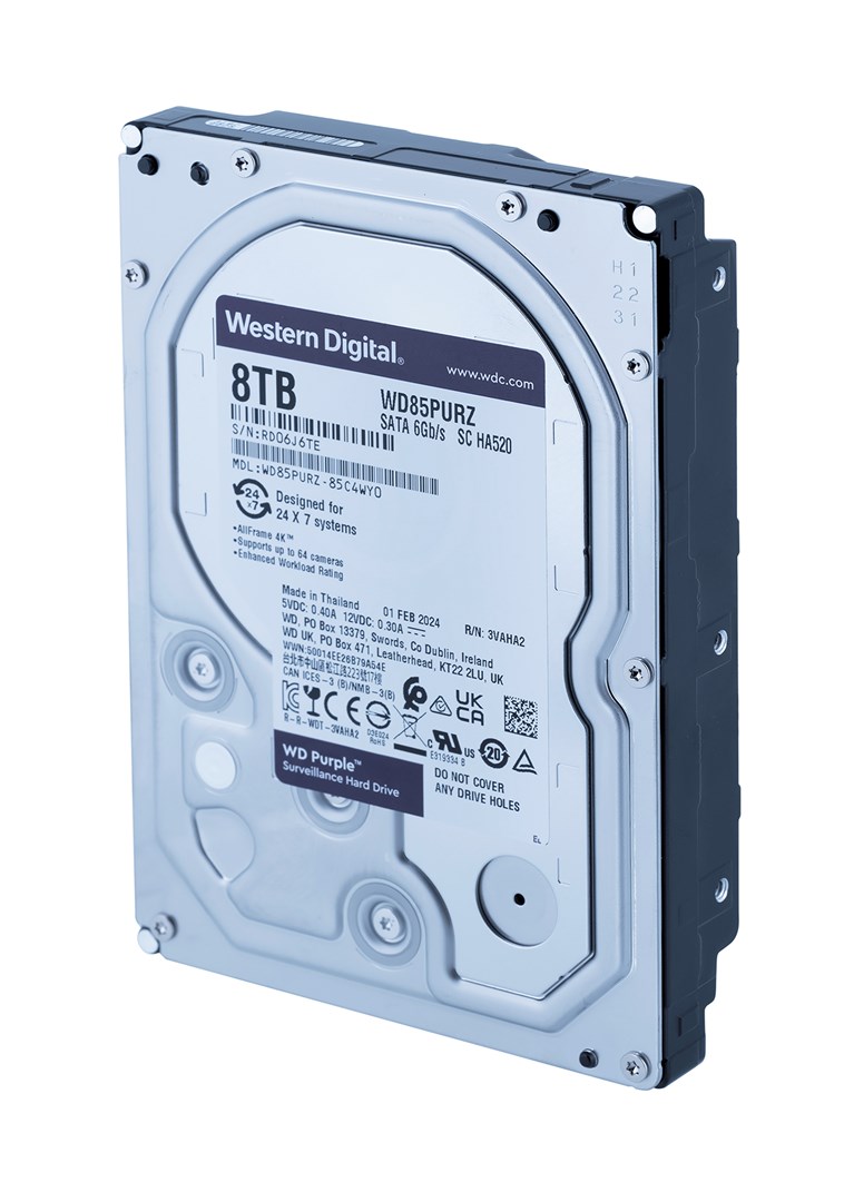 Western Digital Blue Purple internal hard drive 8 TB 5400 RPM 256 MB 3.5" Serial ATA III