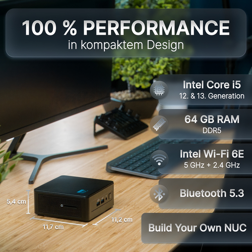 FutureNUC Pro NUC 13i5UP-NO-0/0W6E Mini PC Black i5-1335U 3.4 GHz