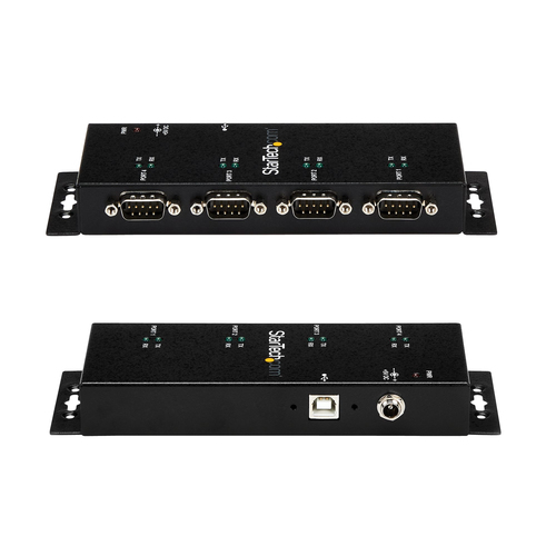 StarTech.com 4 Port USB to DB9 RS232 Serial Adapter Hub – Industrial DIN Rail and Wall Mountable