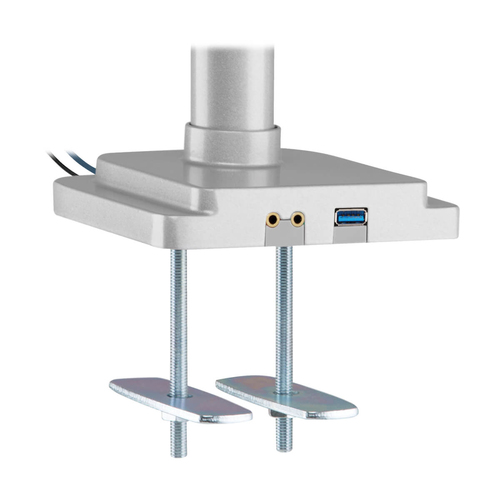 Tripp Lite DDR1730TAL Triple-Display Gas-Spring Flex-Arm Desktop Clamp and Grommet for 17” to 30” Flat-Screen Displays - USB and Audio Ports, Aluminum