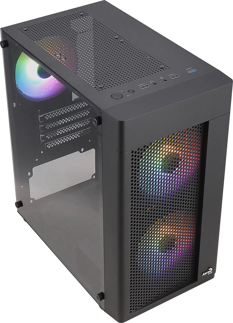 Aerocool HEXFORMBKV2 Micro ATX PC Case 3 Fans FRGB Black