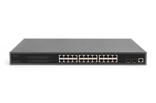 Digitus 24-Port Gigabit PoE Networkswitch,19 Zoll, L2 managed,2 Uplink Ports, SFP, 430 W, af/at