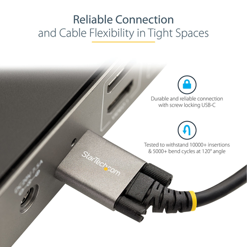 StarTech.com 20" (50cm) Side Screw Locking USB C Cable 10Gbps - USB 3.1/3.2 Gen 2 Type-C Cable - 100W (5A) Power Delivery Charging, DP Alt Mode - Dual Screw Lock - USB-C Cord Charge/Sync