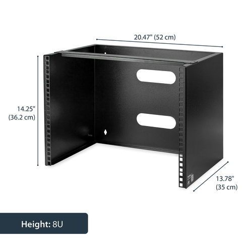 StarTech.com 8U Wall Mount Network Rack - 14 Inch Deep (Low Profile) - 19" Patch Panel Bracket for Shallow Server and IT Equipment, Network Switches - 80lbs/36kg Weight Capacity, Black