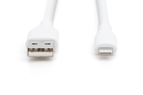 Digitus Lightning silicone connection cable, USB-A - Lightning 2m, white