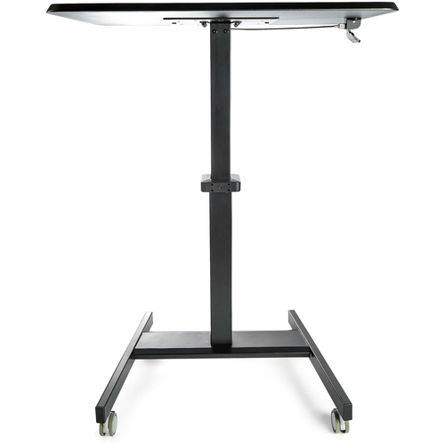 StarTech.com Mobile Standing Desk - Portable Sit Stand Ergonomic Height Adjustable Cart on Wheels - Rolling Computer/Laptop Workstation Table with Locking One-Touch Lift for Teacher/Student