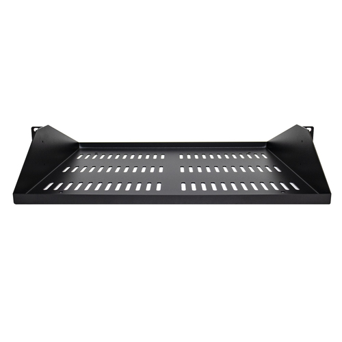 StarTech.com 2U Server Rack Shelf, Center Mounted Universal Vented Rackmount Cantilever Tray for 19" Network Equipment Rack, Heavy Duty Steel, 200lb Capacity, 14" Deep, Black