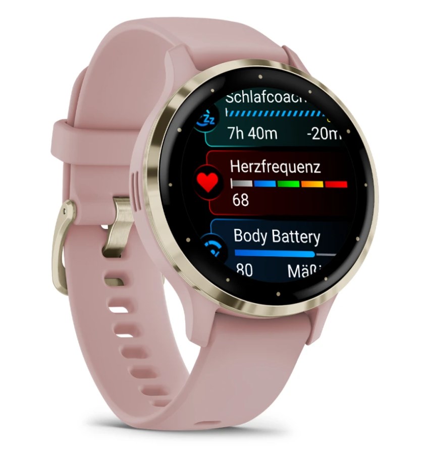 Garmin Venu 3S 3.05 cm (1.2") AMOLED 41 mm Digital 390 x 390 pixels Touchscreen Gold, Rose Wi-Fi GPS (satellite)