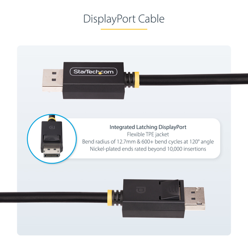StarTech.com 1m DisplayPort 2.1 Cable, VESA Certified DP80 DisplayPort Cable w/UHBR20/HDR/DSC 1.2a/HDCP 2.2, 16K/8K 60Hz, 4K 240Hz, 80Gbps, DP 2.1 Cable, UHD Monitor Cord, M/M