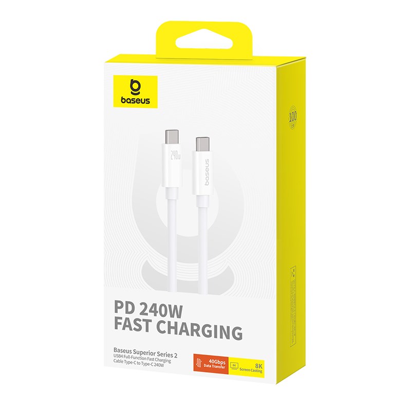 Baseus Superior USB C to USB C data cable 1 m 240 W White