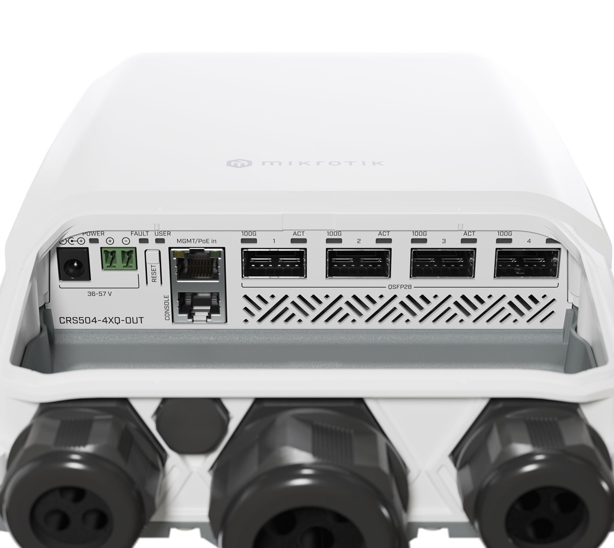 Mikrotik CRS504-4XQ-OUT network switch Managed L3 Fast Ethernet (10/100) Power over Ethernet (PoE) 1U White