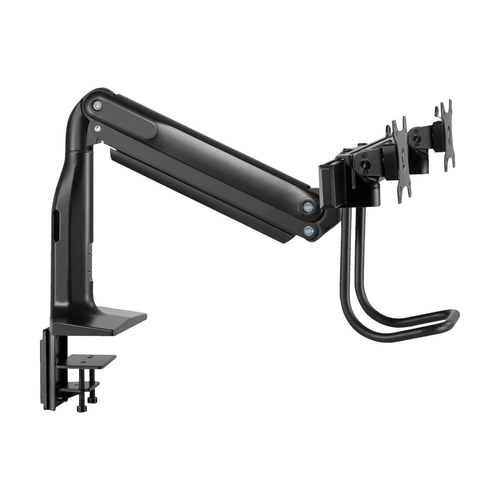 Tripp Lite DMPDD1735AM Safe-IT Precision-Placement Dual-Display Desk Clamp or Grommet with Antimicrobial Tape for 17” to 35” Displays, USB Ports