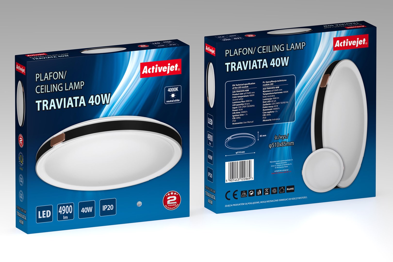 Activejet LED ceiling light AJE-TRAVIATA 40W