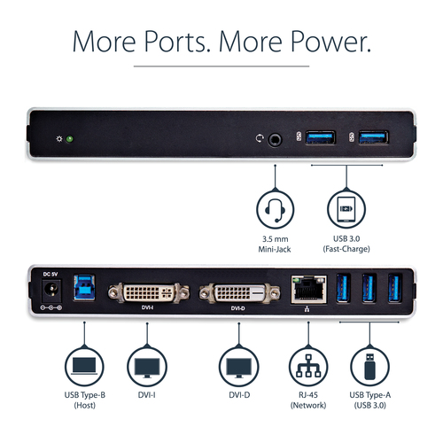 StarTech.com Dual-Monitor USB 3.0 Docking Station with DVI and Vertical Stand