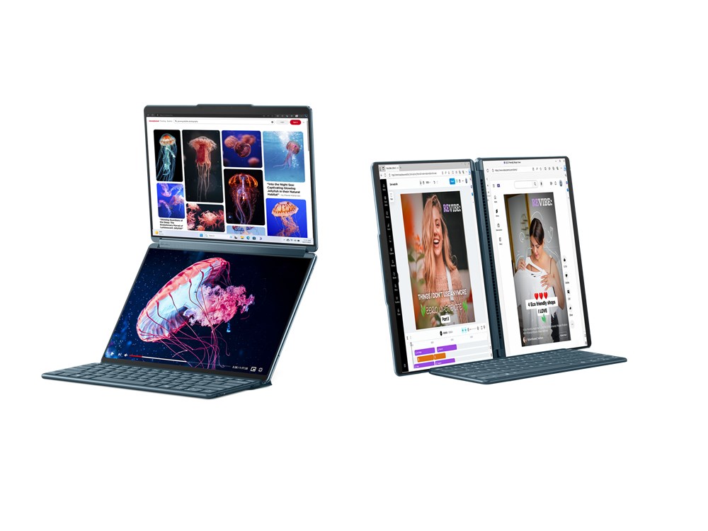 Lenovo Yoga Book 9 13IMU9 Intel Core Ultra 7 155U Hybrid (2-in-1) 33.8 cm (13.3") Touchscreen 2.8K 32 GB LPDDR5x-SDRAM 512 GB SSD Wi-Fi 6E (802.11ax) Windows 11 Home Teal + Lenovo B210 (GX40Q17225)