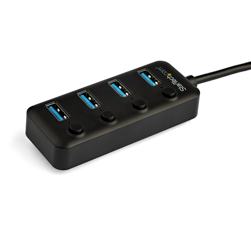 StarTech.com 4 Port USB C Hub - USB-C to 4x USB 3.0 Type-A Ports with Individual On/Off Port Switches - SuperSpeed 5Gbps USB 3.1/3.2 Gen 1 - USB Bus Powered - Portable - 25cm Attached Cable~4 Port USB C Hub - USB-C to 4x USB 3.0 Type-A Ports with Individual On/Off Port Switches - SuperSpeed USB 3.2 Gen 1 (5Gbps) - USB Bus Powered - Portable - 10" Attached Cable