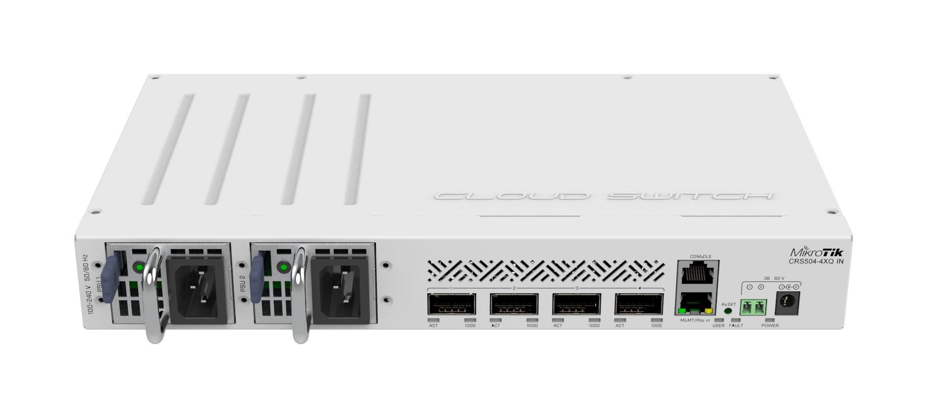 Mikrotik CRS504-4XQ-IN network switch Managed Fast Ethernet (10/100) Power over Ethernet (PoE) White