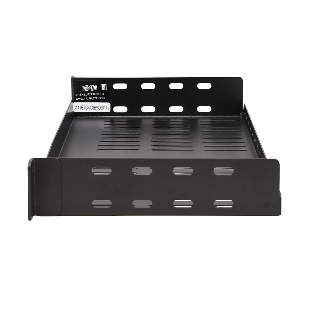 Tripp Lite SRSHELF2P1USHRT SmartRack Cantilever Fixed Steel Rack Shelf - 1U, Vented, 7 in. (17.8 cm) Deep, Holds up to 40 lb. (18 kg)
