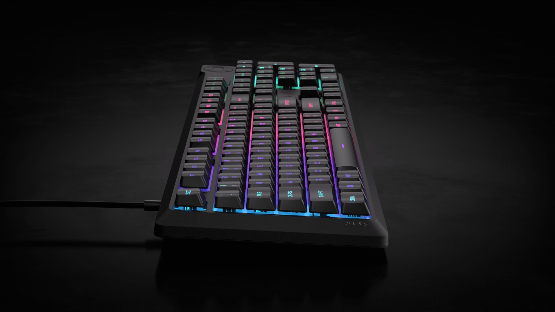 Corsair Gaming K55 Core RGB Gaming Keyboard, Full-Size (100%), Rubber Dome - Gray, ISO (DE)