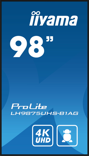 iiyama 98" 4K UHD Professional Digital Signage display featuring Android OS, iiSignage² and OPS PC slot