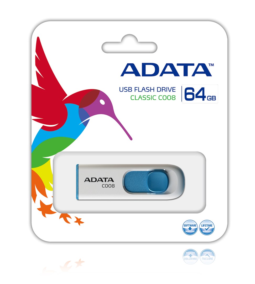 ADATA 64GB C008 USB flash drive USB Type-A 2.0 Blue, White