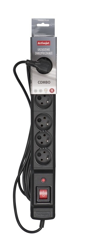 Activejet COMBO 6GN 3M black power strip with cord
