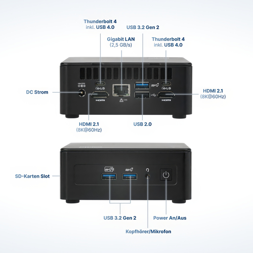 FutureNUC Pro NUC 12i5HP-NO-0/0W6E Mini PC Black i5-12450H 3.3 GHz