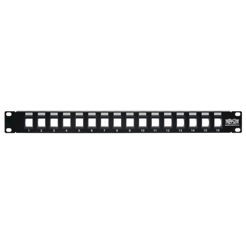 Tripp Lite N062-016-KJ 16-Port 1U Rack-Mount Unshielded Blank Keystone/Multimedia Patch Panel, RJ45 Ethernet, USB, HDMI, Cat5e/6