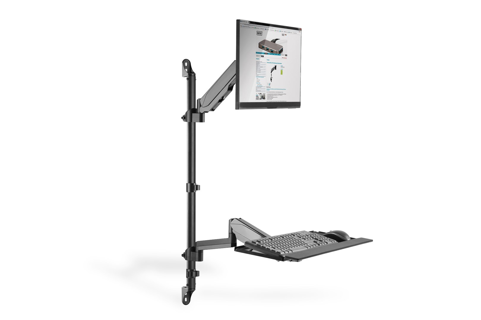 Digitus Flexible wall-mounted Stand/Sit workstation, single monitor