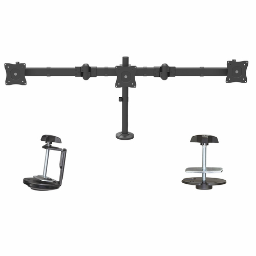 StarTech.com Desk Mount Triple Monitor Arm - Ergonomic VESA 3 Monitor Mount up to 27" - Articulating & Height Adjustable Pole Mount - Tilt/Swivel/Rotate LCD/LED Screen - Desk Clamp/Grommet